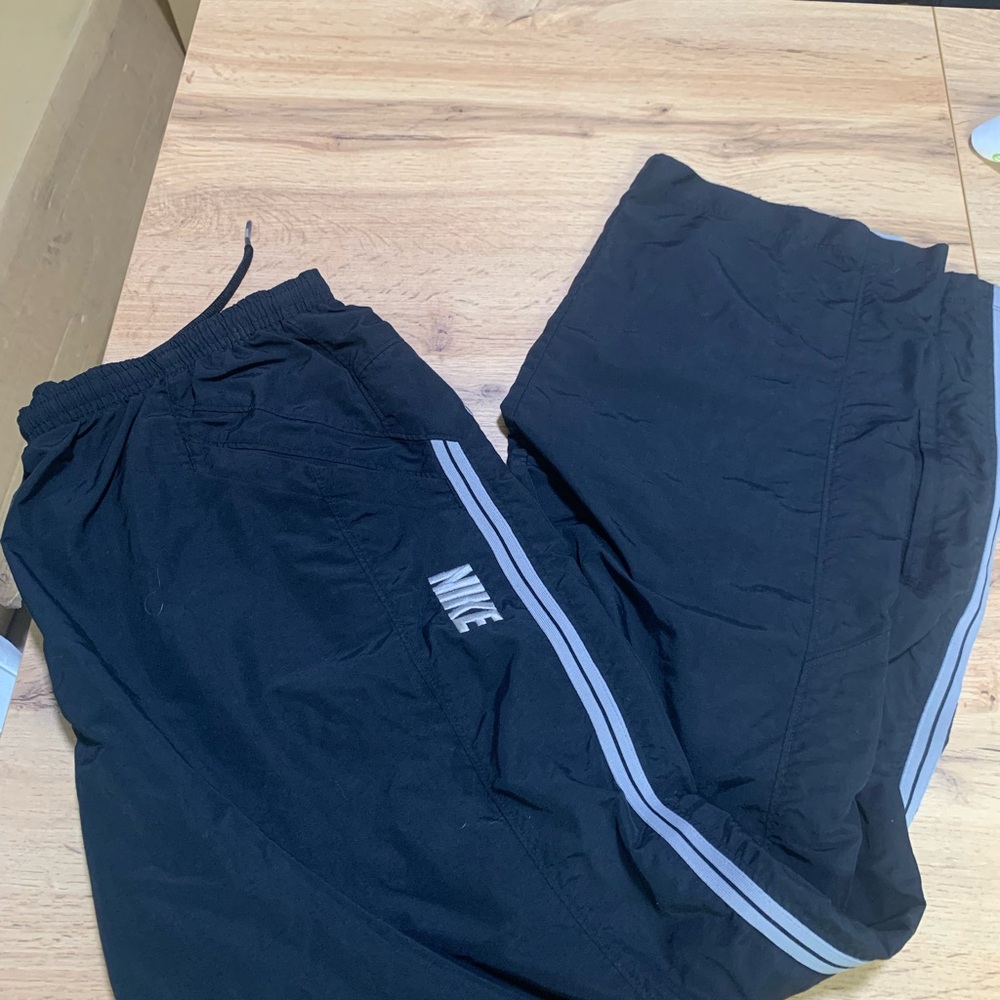 Nike Mens Black Joggers with Gray Stripes